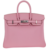 Hermès 25cm Birkin Mauve Sylvestre Swift Leather Palladium Hardware