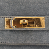 Hermès 28cm Kelly Sellier Doblis Gris Suede Leather Gold Hardware