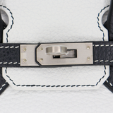Hermès 25cm Birkin HSS White/Black Clemence Leather Brushed Palladium Hardware