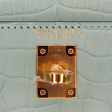 Hermès Kelly II Sellier Mini Vert D'eau Matte Porosus Crocodile Gold Hardware