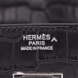 Hermès 30cm Birkin Black Matte Porosus Crocodile Palladium Hardware