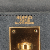 Hermès 28cm Kelly Sellier Doblis Gris Suede Leather Gold Hardware