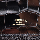 Hermès Kelly Cut Black Shiny Porosus Crocodile Gold Hardware