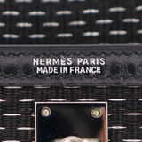 Hermès 25cm Kelly Sellier Crinoline Black Toile/Box Calf Leather Palladium Hardware
