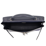 Hermès 35cm Kelly Lakis Bleu Marine Toile/Box Calf Leather Palladium Hardware