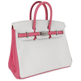 Hermès 25cm Birkin HSS White/Bubblegum Epsom Leather Pallladium Hardware