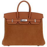 Hermès 25cm Birkin Grizzly Gold Suede/Swift Leather Palladium Hardware