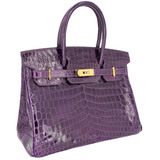 Hermès 30cm Birkin Amethyst Shiny Niloticus Crocodile Gold Hardware