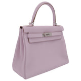 Herm√®s 28cm Kelly Retourne Mauve Pale Clemence Leather Palladium Hardware