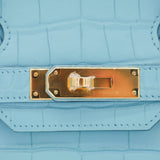 Herm�s 30cm Birkin Bleu Saint Cyr Matte Alligator Gold Hardware