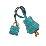 Herm�s 30cm Birkin HSS Mimosa/Bleu Paon Matte Porosus Crocodile Brushed Gold Hardware