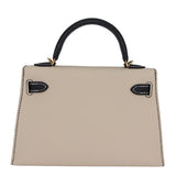 Herm�s Kelly Mini II HSS Nata/Black Epsom Leather GHW