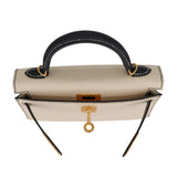 Herm�s Kelly Mini II HSS Nata/Black Epsom Leather GHW