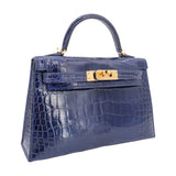 Herm√®s Mini Kelly II Bleu Saphir Shiny Alligator Gold Hardware